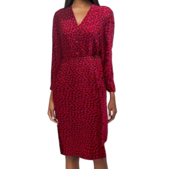 LIZ CLAIBORNE 80s RED BLACK & PINK DITZY FLORAL BLOUSE & MIDI SKIRT SET SZ 18P - Picture 1 of 12